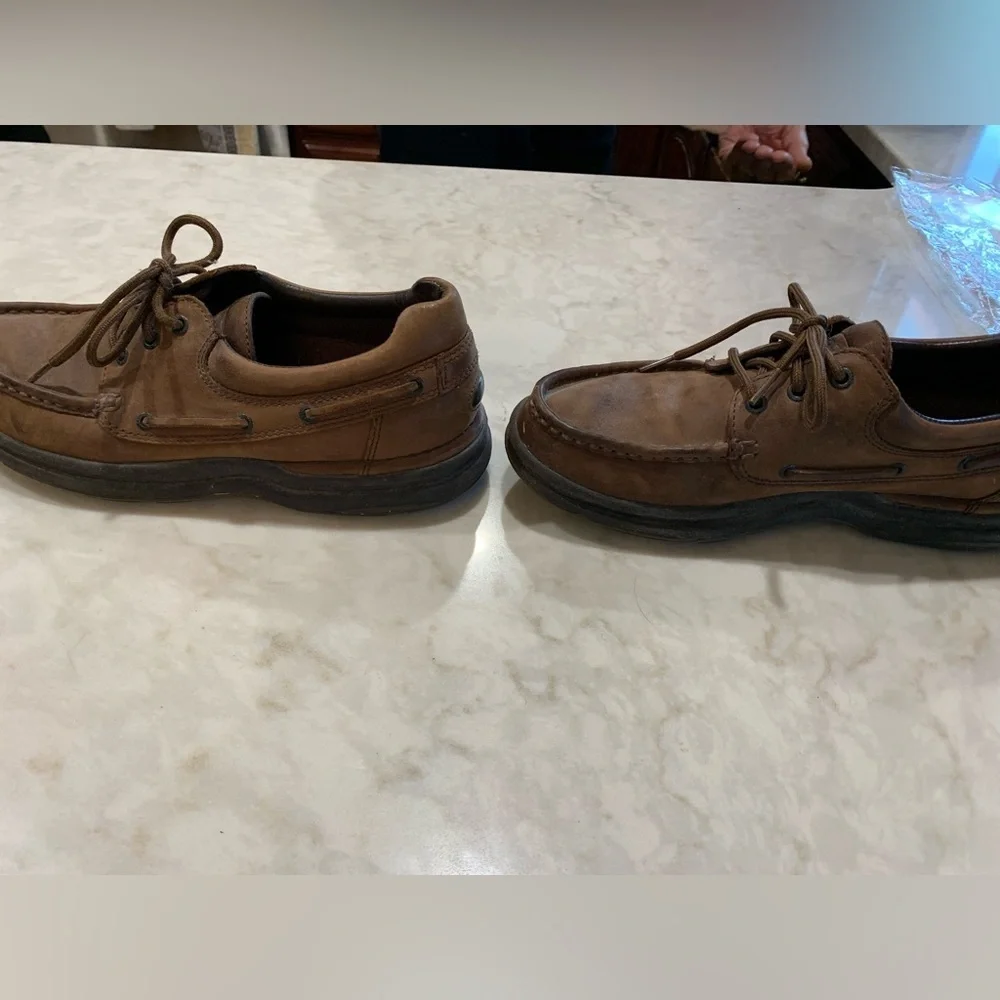 Rockport Brown Leather Lace Up Boat Shoes Sz 10